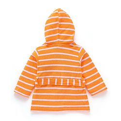 Babyhug Cotton Knit Full Sleeves Hooded Bath Robe Dino Design - Orange
