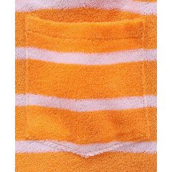 Babyhug Cotton Knit Full Sleeves Hooded Bath Robe Dino Design - Orange