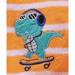 Babyhug Cotton Knit Full Sleeves Hooded Bath Robe Dino Design - Orange
