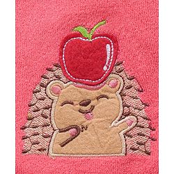 Babyhug Cotton Knit Full Sleeves Hooded Bath Robe Hedgehog Design - Red