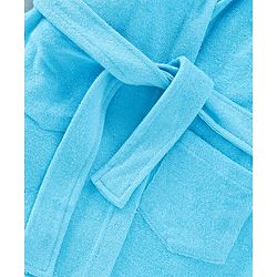Babyhug Terry Knit Full Sleeves Hooded Bath Robe Tiger Design - Blue