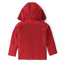 Babyhug 100% Cotton Cut & Sew Full Sleeves T-Shirt with Hood & Text Graphics Print - Red
