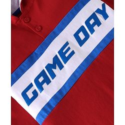 Babyhug 100% Cotton Cut & Sew Full Sleeves T-Shirt with Hood & Text Graphics Print - Red
