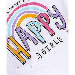 Babyhug 100% Cotton Knit Full Sleeves T-Shirt with Rainbow Graphics - White