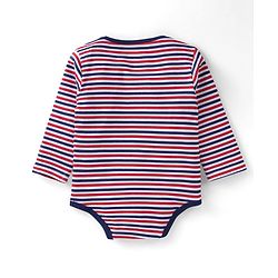 Babyhug 100% Cotton Full Sleeves Striped Onesies Penguin Print Pack of 3 - Red & White