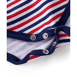 Babyhug 100% Cotton Full Sleeves Striped Onesies Penguin Print Pack of 3 - Red & White