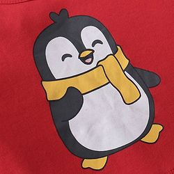 Babyhug 100% Cotton Full Sleeves Striped Onesies Penguin Print Pack of 3 - Red & White