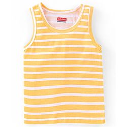 Babyhug 100% Cotton Knit Sleeveless Sando Striped - Yellow
