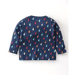 Babyhug Single Jersey Cotton Knit Full Sleeves Night Suit Thunder Bolt Print - Navy Blue