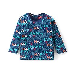 Babyhug Cotton Knit Full Sleeves Night Suit With Text Print - Navy Blue