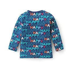 Babyhug Cotton Knit Full Sleeves Night Suit With Text Print - Navy Blue