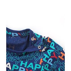 Babyhug Cotton Knit Full Sleeves Night Suit With Text Print - Navy Blue