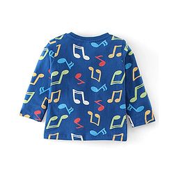 Babyhug Cotton Knit Full Sleeves Musical Notes Printed Night Suit - Blue