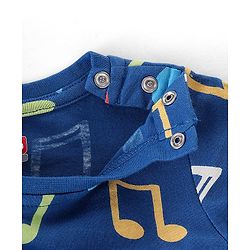 Babyhug Cotton Knit Full Sleeves Musical Notes Printed Night Suit - Blue