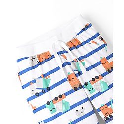 Babyhug Cotton Full Length Lounge Pant Construction Vehicles Printed - Light Grey
