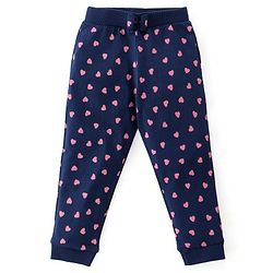 Babyhug Cotton Lycra Knit Full Length Leggings with Stretch & Butterfly & Heart Printed Pack of 3 - Pink Blue & Yellow