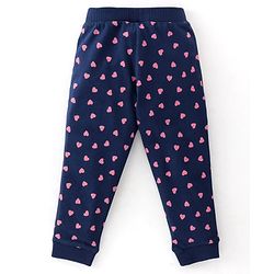 Babyhug Cotton Lycra Knit Full Length Leggings with Stretch & Butterfly & Heart Printed Pack of 3 - Pink Blue & Yellow