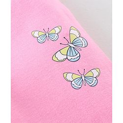 Babyhug Cotton Lycra Knit Full Length Leggings with Stretch & Butterfly & Heart Printed Pack of 3 - Pink Blue & Yellow
