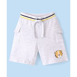 Babyhug Cotton Looper Knit Shorts Tiger Print - Grey