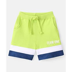 Babyhug Cotton Looper Shorts Colour Block Design - Green