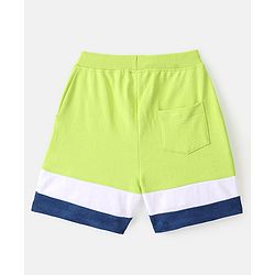 Babyhug Cotton Looper Shorts Colour Block Design - Green