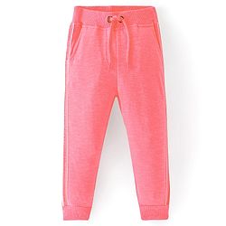 Babyhug Cotton Looper Knit Full Length Solid Colour Lounge Pant - Neon Pink