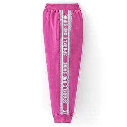 Babyhug Cotton Looper Knit Full Length Solid Colour Lounge Pant with Bow Applique - Fuschia