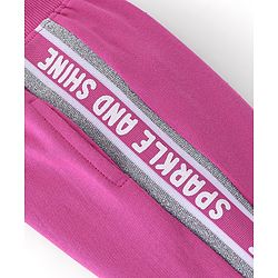 Babyhug Cotton Looper Knit Full Length Solid Colour Lounge Pant with Bow Applique - Fuschia