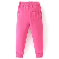 Babyhug Cotton Looper Knit Full Length Glittery Butterfly Detailing Lounge Pant - Pink
