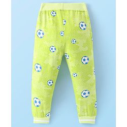 Babyhug Cotton Looper Knit Full Length Soccer Printed Lounge Pant - Lime Green