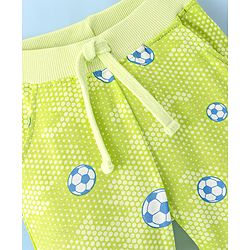Babyhug Cotton Looper Knit Full Length Soccer Printed Lounge Pant - Lime Green