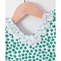 Babyhug Half Sleeves Frock Swimsuit Floral Print - Green