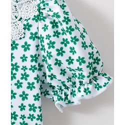 Babyhug Half Sleeves Frock Swimsuit Floral Print - Green