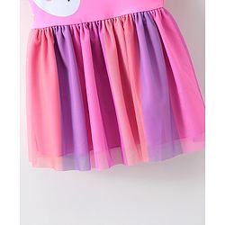 Babyhug Half Sleeves Frock Swimsuit Unicorn Print - Pink