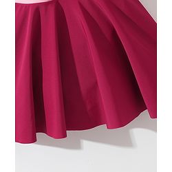 Babyhug Half Sleeves Solid Color Frock Swimsuit Bow Applique - Maroon