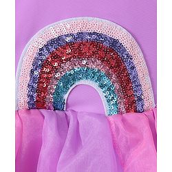 Babyhug Half Sleeves Sequined  Frock Swimsuit - Purple