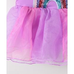Babyhug Half Sleeves Sequined  Frock Swimsuit - Purple