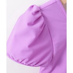 Babyhug Half Sleeves Sequined  Frock Swimsuit - Purple