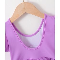 Babyhug Half Sleeves Sequined  Frock Swimsuit - Purple