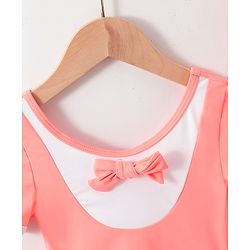 Babyhug Half Sleeves Frock Swimsuit with Cap - Pink