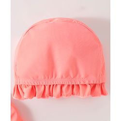 Babyhug Half Sleeves Frock Swimsuit with Cap - Pink