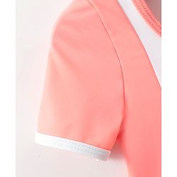 Babyhug Half Sleeves Frock Swimsuit with Cap - Pink