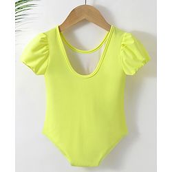 Babyhug Half Sleeves V Cut Swimsuit Bow Applique - Yellow