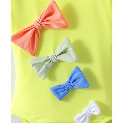 Babyhug Half Sleeves V Cut Swimsuit Bow Applique - Yellow