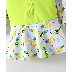 Babyhug Full Sleeves Frock Swimsuit with Cap Fruit Print - Green