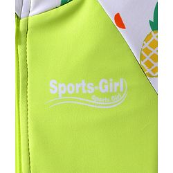 Babyhug Full Sleeves Frock Swimsuit with Cap Fruit Print - Green