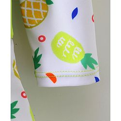 Babyhug Full Sleeves Frock Swimsuit with Cap Fruit Print - Green