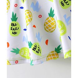 Babyhug Full Sleeves Frock Swimsuit with Cap Fruit Print - Green