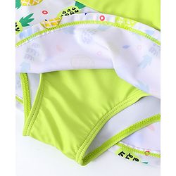 Babyhug Full Sleeves Frock Swimsuit with Cap Fruit Print - Green