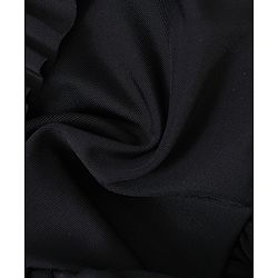 Babyhug Sleeveless V Cut Swimsuit With Frill & Bow Applique Solid Colour - Black